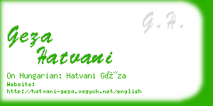 geza hatvani business card